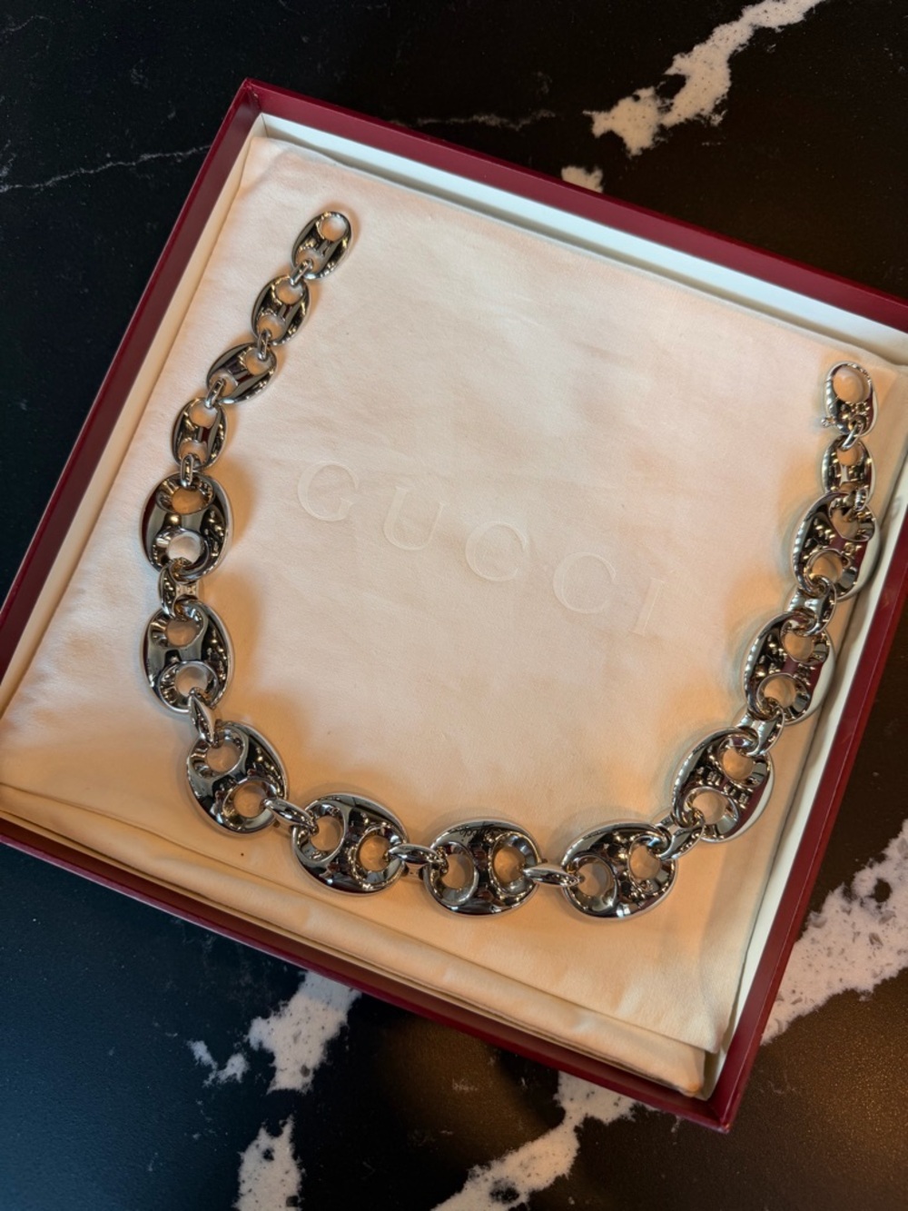 Gucci Silver Interlocking Link Necklace